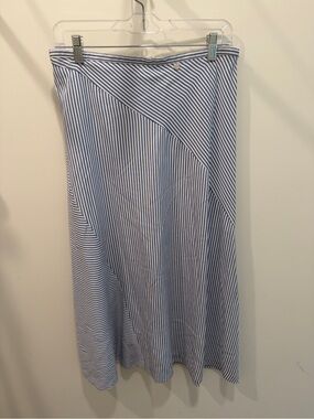 Scotch & Soda Blue and White Striped A-Line Midi Skirt